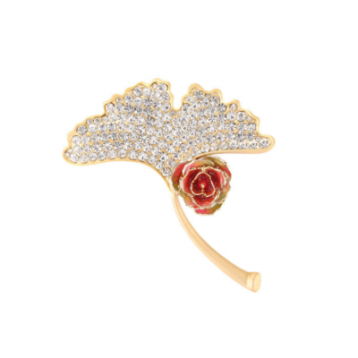 gold rose 24K dipped plating rose brooch pure handmade artware exclusive gift for JEWELRY SHOP